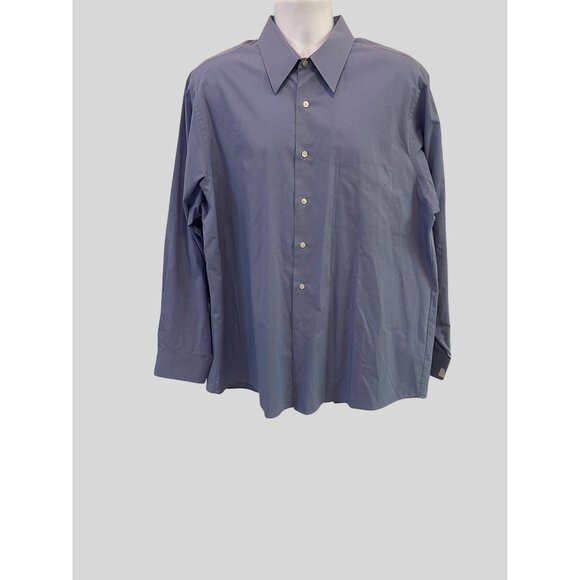 Van Heusen Men's Long Sleeve Blue Dress Shirt With Button-Up Closure & Spread Co - Picture 4 of 5